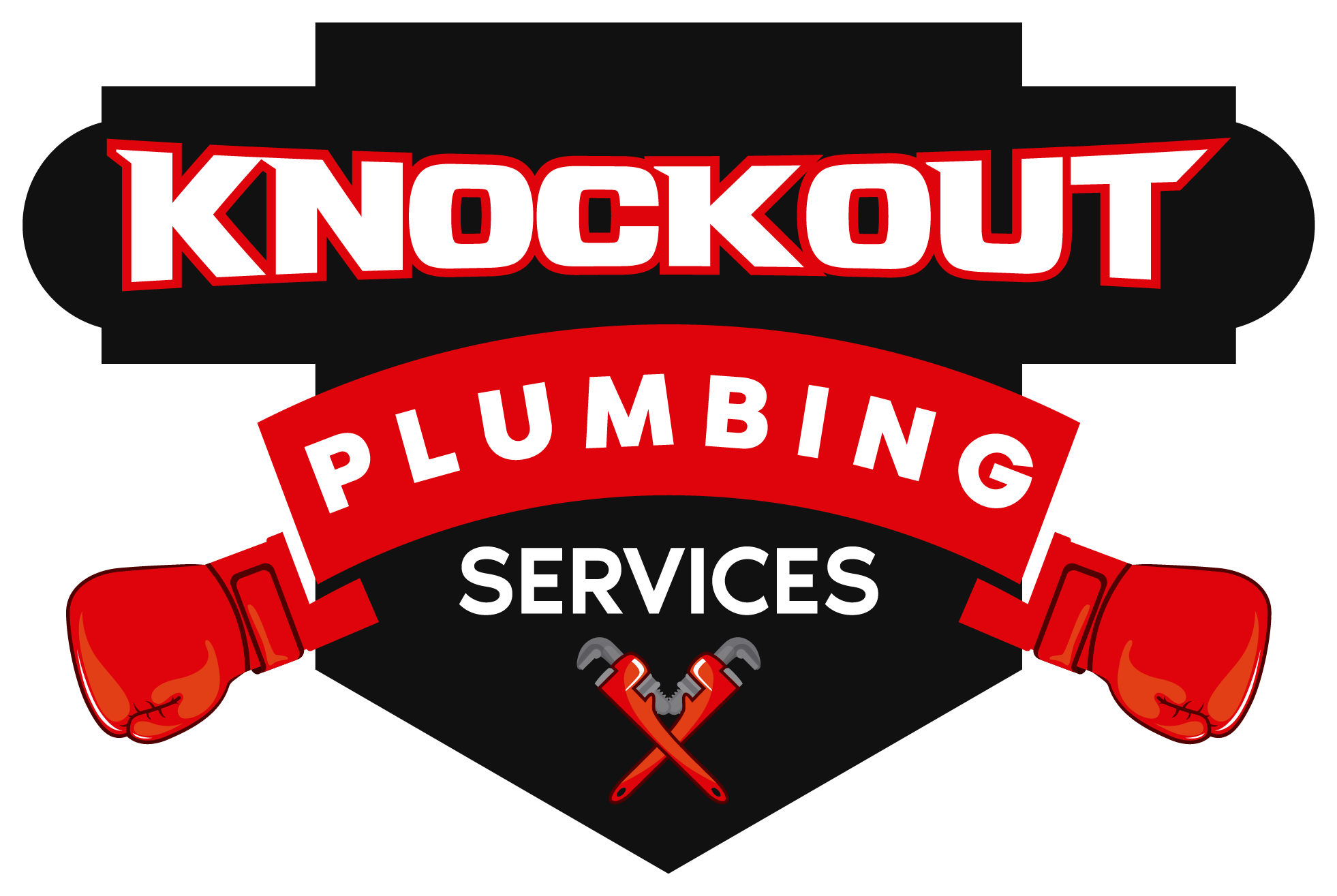 Knockout Plumbing Main Logo - White Border Transparent